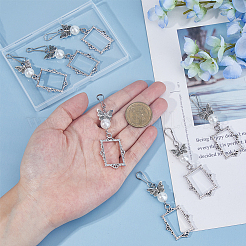 2 комплект подвесных украшений в виде бабочек и картин в тибетском стиле из сплава&nbsp;HJEW-UN0001-15