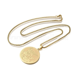 201 нержавеющая сталь цепочка с плоским круглым кулоном в форме архангела Святого Михаила&nbsp;NJEW-S003-02G