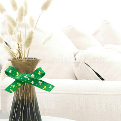 Rubans gros-grain imprimés en polyester avec trèfle pour la Saint-Patrick&nbsp;SRIB-WH0011-304A