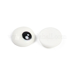 Weiße und schwarze flache runde Cartoon-Harz-Cabochons&nbsp;CRES-Q009-01G