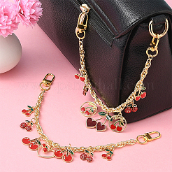 2 шт. 2 стиля сплав эмаль красная вишня подвеска латунная сумка декоративные цепочки&nbsp;HJEW-SC0002-63