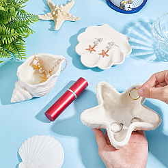 3 шт. фарфоровая тарелка для украшений в форме морской звезды в 3 стилях&nbsp;AJEW-PH0007-35