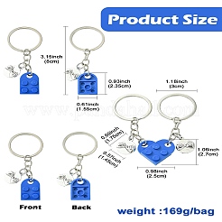 8 шт. 8-цветный пластиковый брелок в форме сердца ко Дню святого Валентина с плоской круглой подвеской из сплава&nbsp;KEYC-CJ0001-11