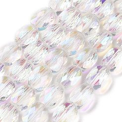 Fili di perle di vetro trasparente galvanizzato sfaccettato&nbsp;GLAA-G092-B03