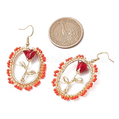 Серьги-подвески из сплава и эмали ко дню святого валентина&nbsp;EJEW-MZ00391-01