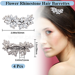 4 шт. заколки для волос из цветочного сплава со стразами для женщин и девочек&nbsp;MRMJ-GF0001-56