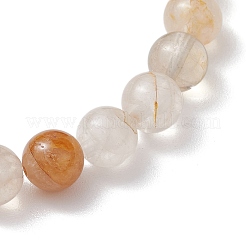 Круглые натуральные желтые гематоидные кварцевые бусины эластичные браслеты для женщин&nbsp;BJEW-JB11400