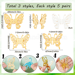 15 Stück 3 Stile hohle Schmetterlings-Tortenaufsätze aus Acryl mit Spiegeleffekt&nbsp;DIY-SC0024-81A