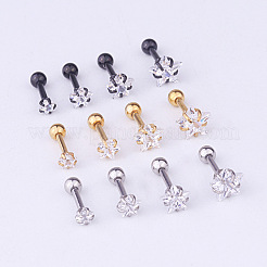Orecchini a forma di stella in zirconia cubica trasparente in acciaio chirurgico 316l&nbsp;WGC4894-07
