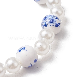 АБС-пластик имитация жемчуга круглые бусины эластичные браслеты для женщин&nbsp;BJEW-JB11606-01