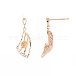 Латунные микро-паве прозрачные серьги-гвоздики из циркония KK-S364-130