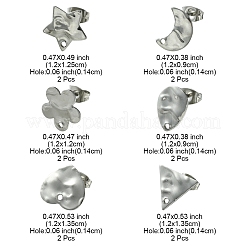12 шт. 6 стиля фурнитуры для сережек-гвоздиков из нержавеющей стали 304&nbsp;FIND-FS0002-39