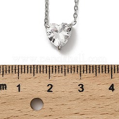 Ожерелья с подвеской в форме сердца из нержавеющей стали 304 с кристаллами кубического циркония для женщин&nbsp;NJEW-Z064-03P