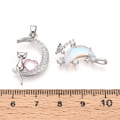 Подвески из латуни микропаве с фианитами и стеклом&nbsp;KK-T072-61P