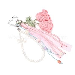 Подвеска ручной работы из хлопковой пряжи с ландышами&nbsp;HJEW-JM04387-04