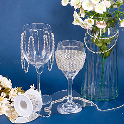 Пластиковые цепочки для чашек с жемчугом и стразами&nbsp;CH-WH0013-01B-S