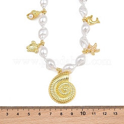 Collana con ciondolo a forma di delfino e tartaruga in ottone e plastica ABS bianca&nbsp;KK-CBA4547-02G