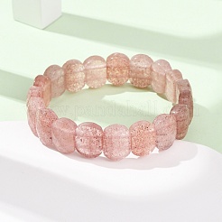 Braccialetti elastici con perline di quarzo fragola sintetico per unisex&nbsp;G-K303-01F