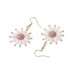 Orecchini pendenti con fiori di pietra lavica naturale&nbsp;EJEW-TA00568