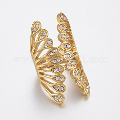 Anillos de dedo con rhinestone de acero inoxidable 304 con revestimiento iónico (IP)&nbsp;RJEW-H125-56G