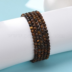 Натуральный тигровый глаз круглый шарик браслеты простирания&nbsp;BJEW-L594-B02