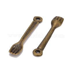 Tibetischen Stil Gabel Anhänger, Bleifrei und cadmium frei, Antik Bronze, 25x4.5x2 mm, Bohrung: 2 mm