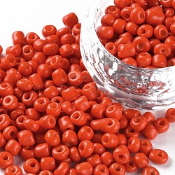 Baking Paint Glass Seed Beads, Dark Orange, 4~5x3~4mm, Hole: 1~2mm