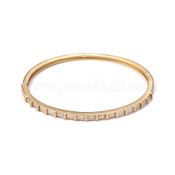 Rack Plating Brass Cubic Zirconia Bangles for Women, Long-Lasting Plated, Cadmium Free & Lead Free, Real 18K Gold Plated, Inner Diameter: 2-1/4 inch(5.75cm)