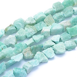 Raw Rough Natural Amazonite Beads Strands, Nuggets, 6~12x6~10x5~8mm, Hole: 0.7mm, about 48pcs/strand, 15.75 inch(40cm)