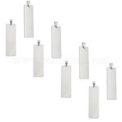Unicraftale 304 Stainless Steel Pendants, Stamping Blank Tag, Rectangle, Stainless Steel Color, 48x15x1mm, Hole: 4x7mm, 10pcs/box