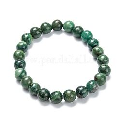 Braccialetti di perline elasticizzati in giada africana naturale, tondo, diametro interno: 2-1/8 pollice (5.5 cm), perline: 8~9 mm