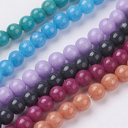 Chapelets de perles rondes en jade de Mashan naturelle, teinte, couleur mixte, 4mm, Trou: 1mm, Environ 98 pcs/chapelet, 15.7 pouce
