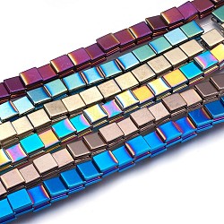 Chapelets de perles en hématite synthétique sans magnétique, polie, rainuré, carrée, couleur mixte, 8x8x5mm, Trou: 1.5mm, Environ 54 pcs/chapelet, 16.7 pouce (42.5 cm)