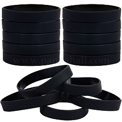 Плоский простой браслет из силиконового шнура для мужчин и женщин, чёрные, внутренний диаметр: 2-1/2 дюйм (6.5 см)