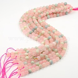 Mixed Gemstone Natural Rose Quartz and Amazonite Round Beads Strands, 10mm, Hole: 1mm, about 40pcs/strand, 15.55inch