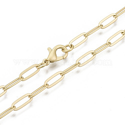 Cadenas de clip de latón, Elaboración de collar de cadenas de cable alargadas dibujadas, con cierre de langosta, color dorado mate, 18.11 pulgada (46 cm) de largo, link: 9.6x3.6 mm, anillo de salto: 5x1 mm
