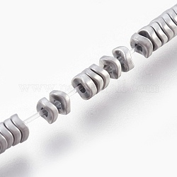 Electroplated Non-magnetic Synthetic Hematite Bead Strand, Twist Square, Frosted, Platinum Plated, 3x1mm, Hole: 0.8mm, about 384pcs/strand, 15.7 inch(40cm)