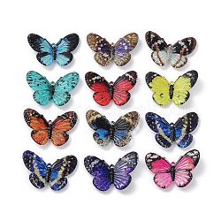 Spruzzare pendenti acrilici dipinti, farfalla, colore misto, 30x41x3mm, Foro: 1.6x1.5 mm