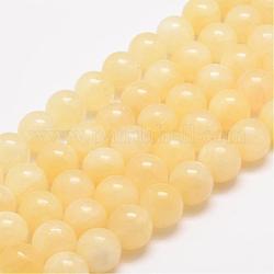 Miel naturel brins jade perles, ronde, 10mm, Trou: 1mm, Environ 38 pcs/chapelet, 15.5 pouce