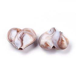 Perles en acrylique imitation pierre précieuse, cœur, selle marron, 20x23x8~8.5mm, trou: 2.5~2.8 mm, environ 230 pcs / 500 g