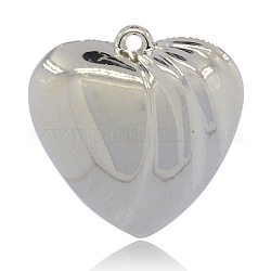 CCB Plastic Heart Pendants, Platinum, 41x41x19mm, Hole: 3mm