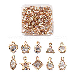 Craftdady Rhombus Alloy Charms, with Clear Cubic Zirconia, Mixed Color, 14x11x5mm, Hole: 1.5mm, 100pcs/box