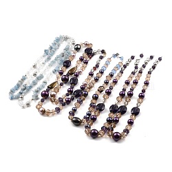 Set di collane di perline, comprese le perle di vetro, Perle di guscio, acquamarina e perline acriliche, colore misto, 3.54 pollice ~ 34.64 pollici (9~88 cm), 5 pc / set