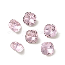 K9 cabujones de cristal de rhinestone, puntiagudo espalda y dorso plateado, facetados, cuadrado, rosa luz, 10x10x6mm