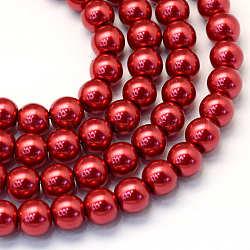 Cottura dipinto di perle di vetro perlato fili di perline rotondo, firebrick, 10~11mm, Foro: 1.5 mm, circa 85pcs/filo, 31.4 pollice1.5mm