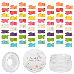 Sunnyclue DIY Fisch Perle Stretch Armbänder machen Kits, inklusive 100 Stück gefärbte synthetische Türkisperlen, elastischen Faden, Mischfarbe, 20x10x5 mm, Bohrung: 1 mm