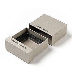 Scatole di cartone regalo per gioielli in carta, con vetrine per gioielli quadrate in plastica e pellicola di pe, rettangolo con la parola, grigio chiaro, 10.7x10.35x4.25cm