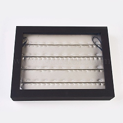 Colgante y collar de cuero de PU, Con madera y plástico PVC y microfibra., exhibición de joyas, blanco, 32x24.9x6 cm
