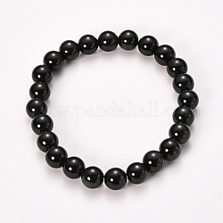 Natural Obsidian Beaded Stretch Bracelets, Round, 2-1/8 inch(55mm), bead: 8~9mm