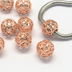 Perline in lega europeo, perline con foro grande, rondelle, cavo, oro roso, 11x9.5mm, Foro: 5 mm